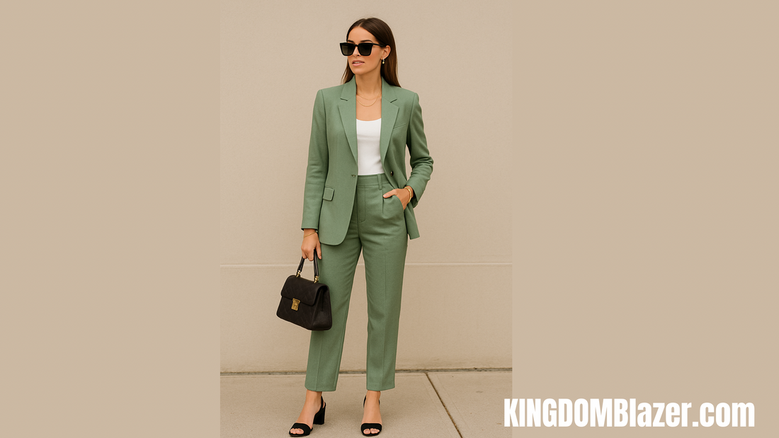 Statement Blazers — Styling Sage Green With Gold Accessories