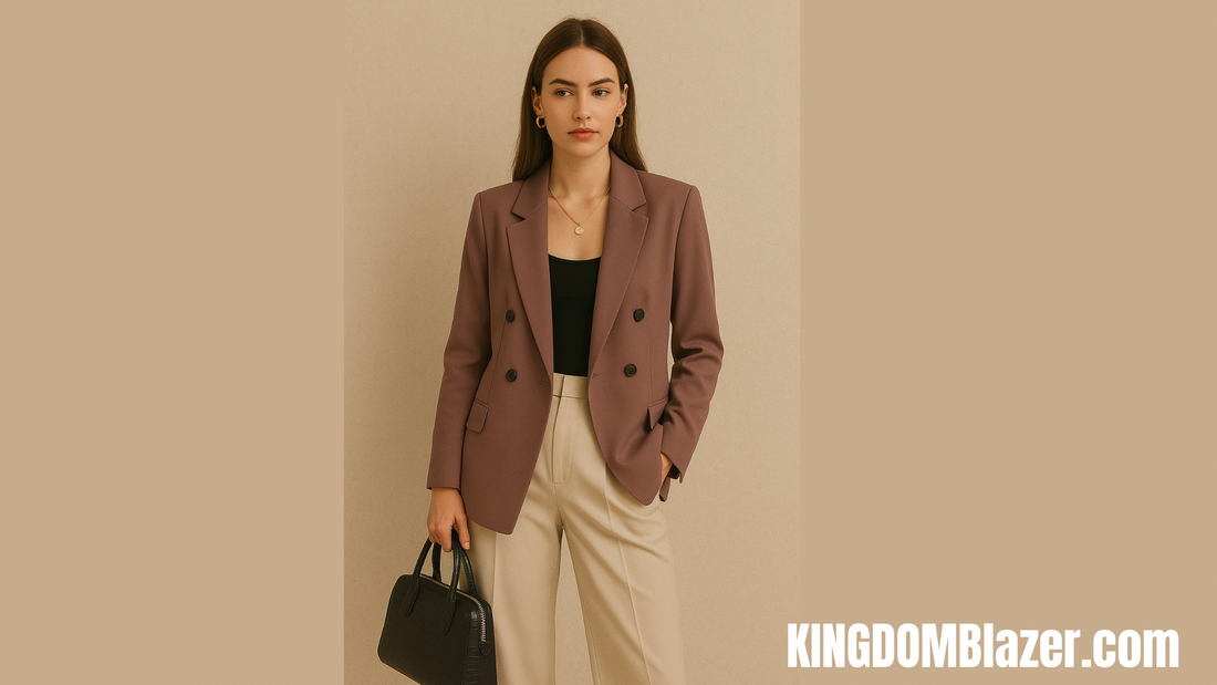 The Timeless Charm of Neutrals: Mauve Blazer & Beige Trousers